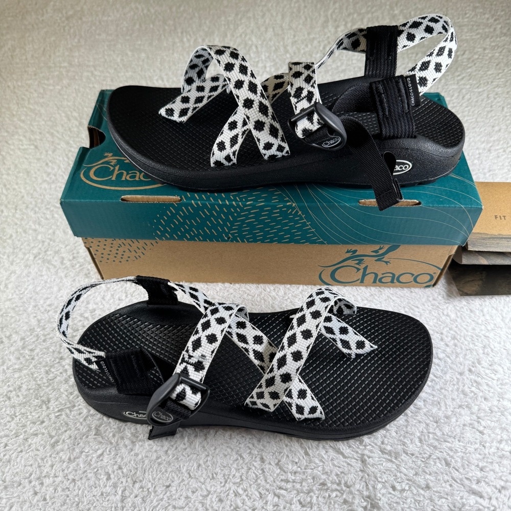 Chaco ZCloud 2 Sandal Womens 11 Black White NEW Strappy Hiking JCH109506